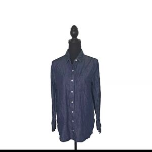 Banana Republic Boyfriend Fit Blue Chambray Button Down Shirt Size Small B27#1